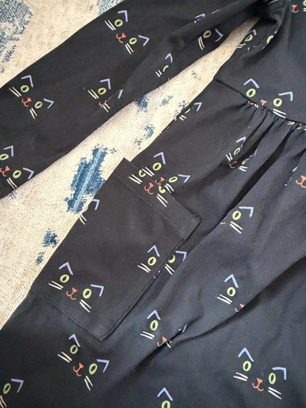 Hanna Andersson Black Long-Sleeve Cat Face Print Dress - Picture 3 of 7